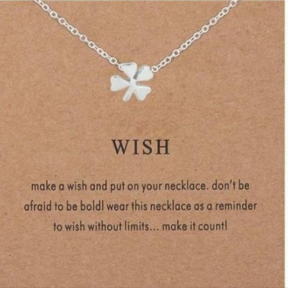 WISH Shamrock Pendant Silver Plated Necklace Link Chain New - Picture 1 of 1